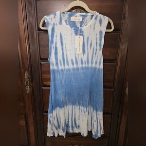 Ocean Drive Blue and White Tie-Dye Top